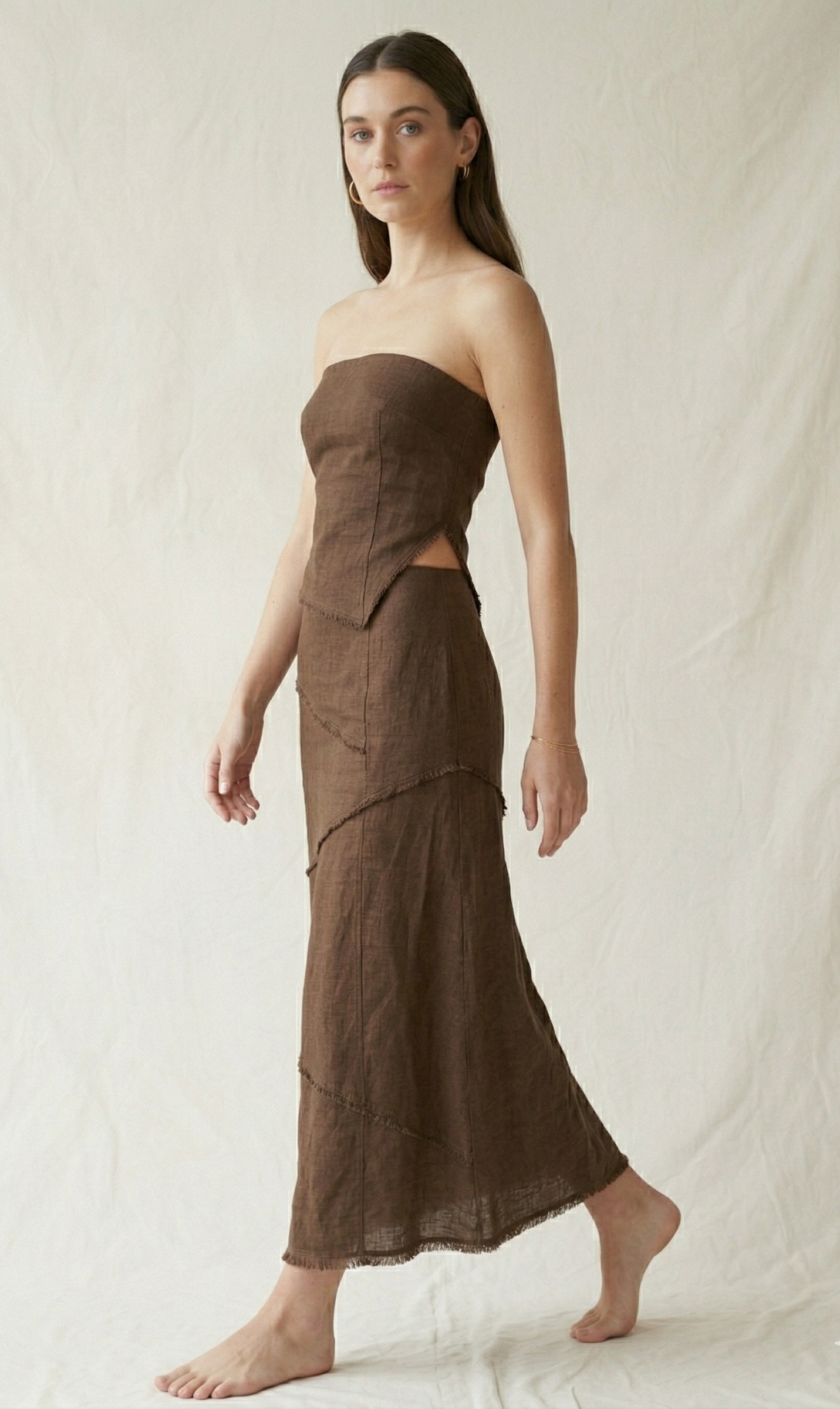 Chocolate Brown Linen Maxi Dress