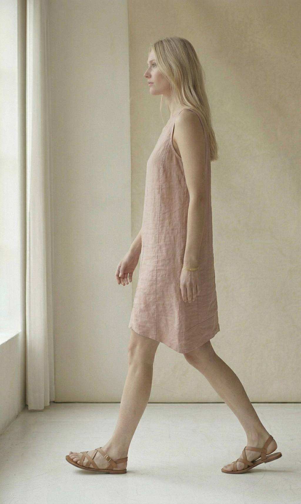 Dusty Pink Linen Shift Dress